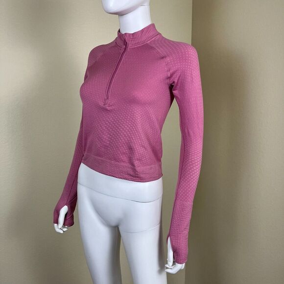 Lululemon Womens Size S Rest Less Cropped Half-Zip Grid Warp Pink Blossom Sugar - Picture 8 of 15